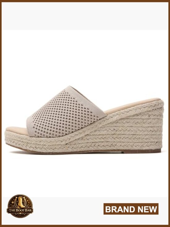 Xfvqtps Wedges for Women Mid Heel Knit Elastic Straps Slip  Knit Espadrilles Wedges Platform Slip On Sandals Summer